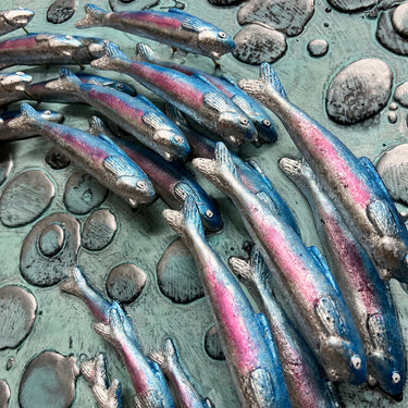SPIRAL FISH SHOAL PANEL ORIGINAL WALL ART BY DANIEL LAURENCE