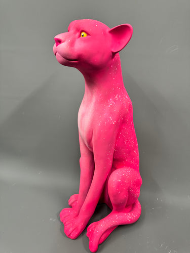 HAND PAINTED NEON PINK PANTER BY DANIEL LAURENCE
